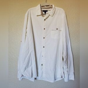 Broletto White Long Sleeve Button Up Linen Shirt Collared Men's Size X-Large